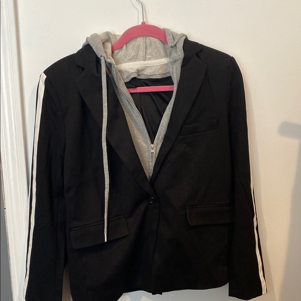 Black Women's Jacket with Hoodie(removable)